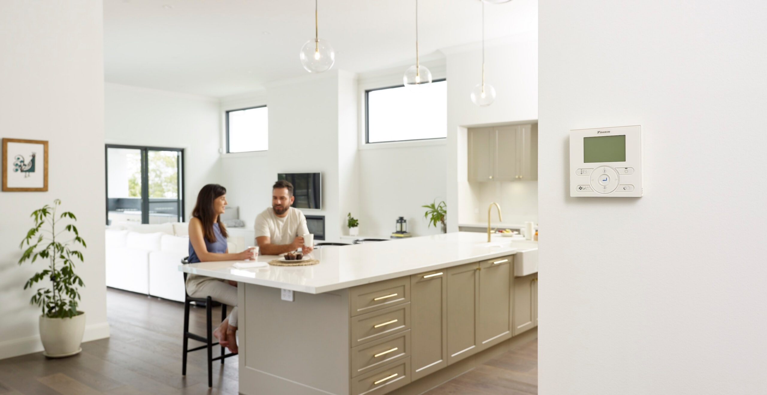 Modern kitchen with Daikin air conditioning providing comfort and climate control on the Sunshine Coast