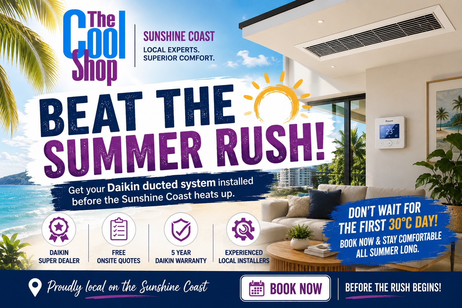 summer daikin ducted air conditioning sunshine coast