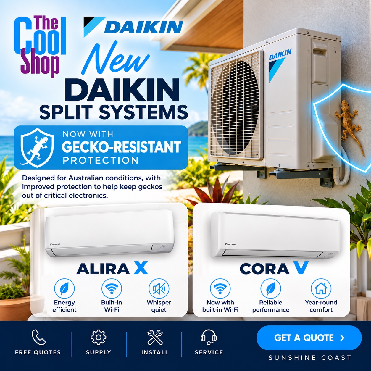 Home 10 daikin air conditioning sunshine coast alira x and cora v new models gecko proof wifi
